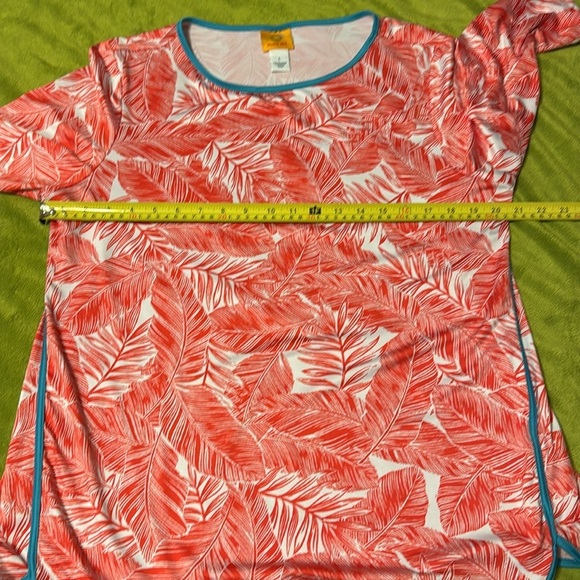 Ruby Rd. Red White and Blue Sz Large Woman's Top Leaf Print - Picture 4 of 5